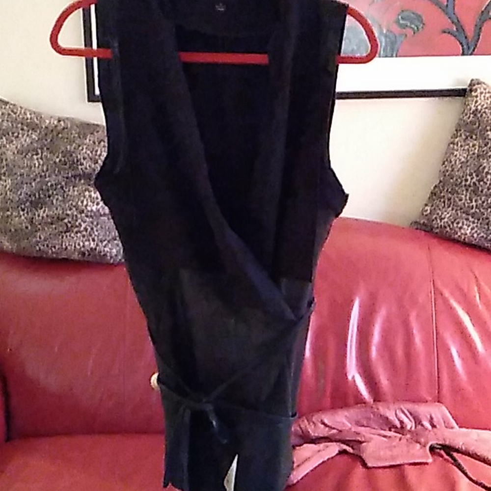 Black leather look Suede Vest